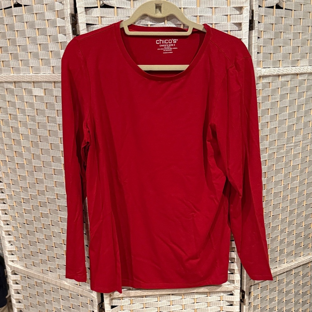Chico's Bold Red Long Sleeve Top